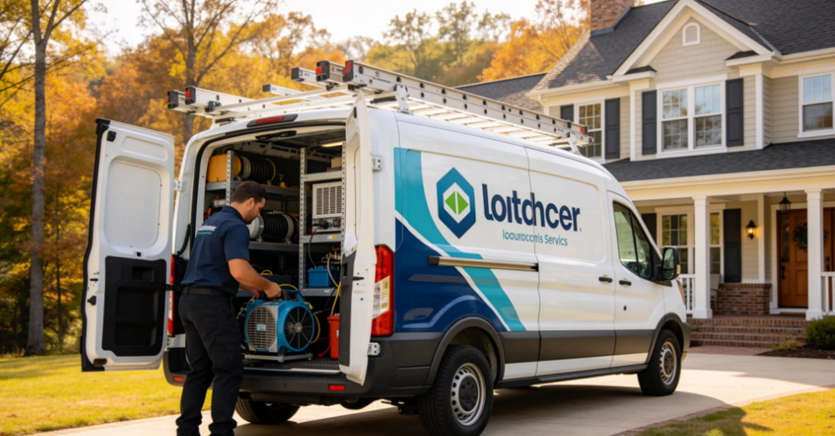 HVAC Service Van At Virginia Home