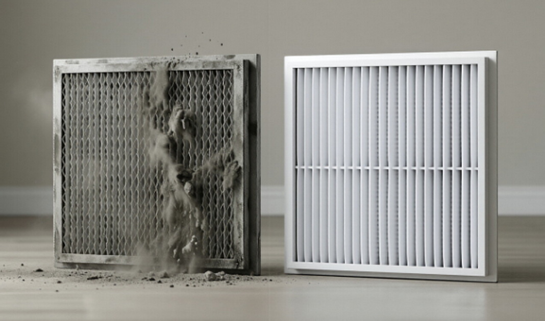 Dirty And Clean HVAC Filter Comparison