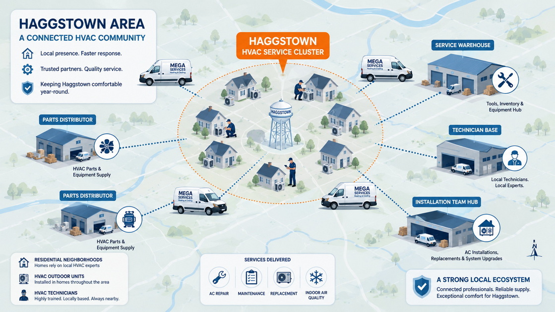 Haggstown HVAC Service Cluster Map