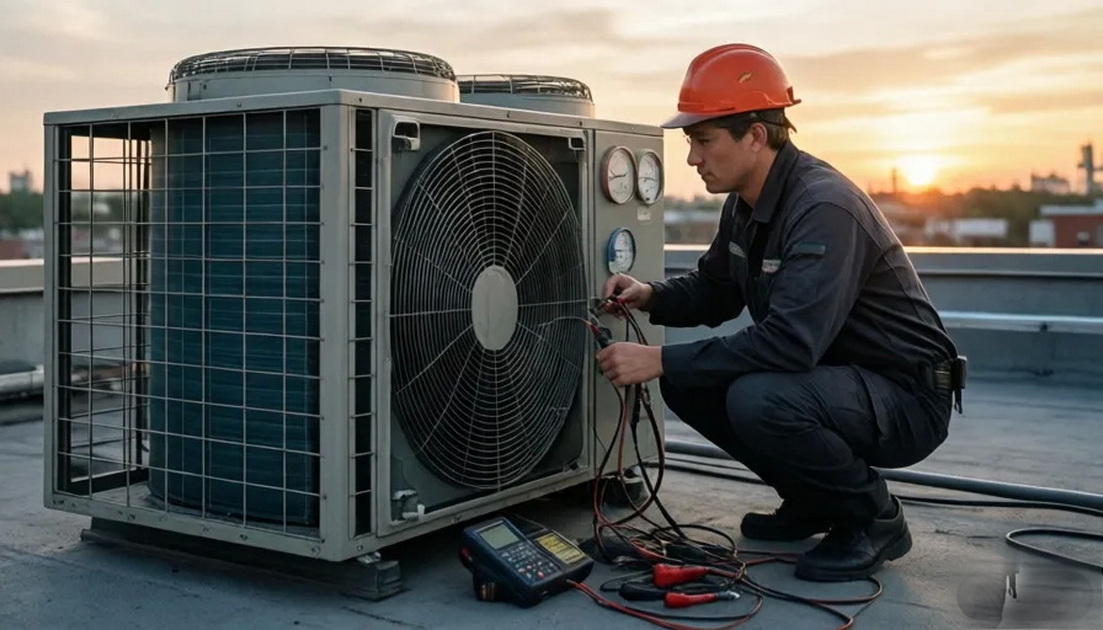 HVAC Technician Rooftop Inspection