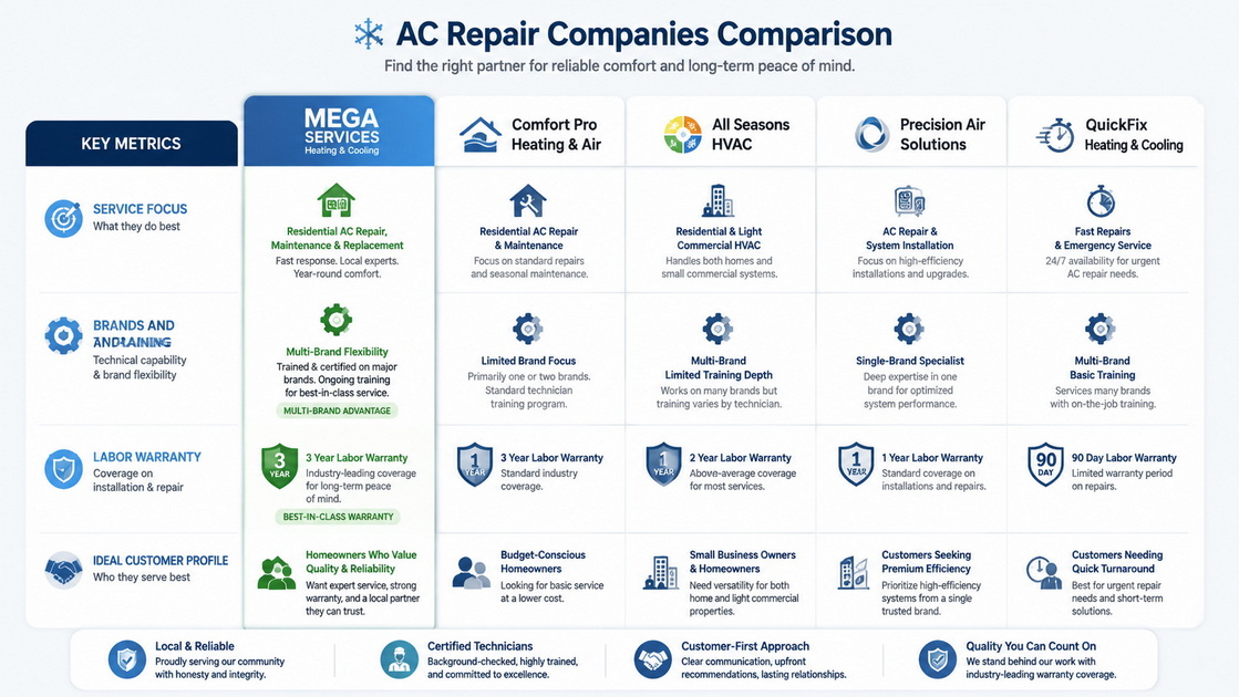AC Repair Providers Comparison Infographic