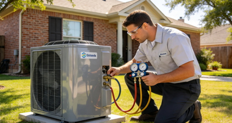 T&eacute;cnico profesional de HVAC que instala una unidad de aire acondicionado moderna.jpg