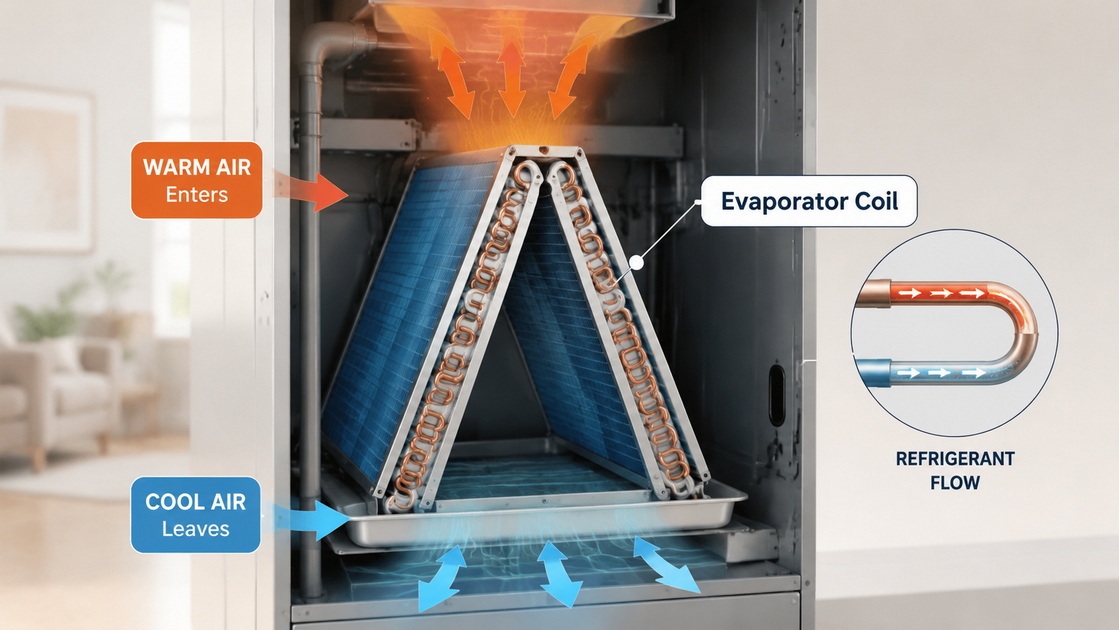 1Evaporator Coil Inside Home AC