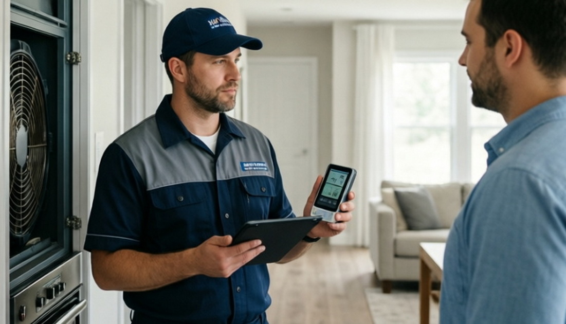 Technician Diagnosing Dry Indoor Air