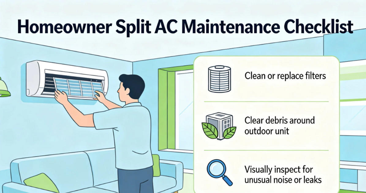 Split AC Homeowner Maintenance Checklist