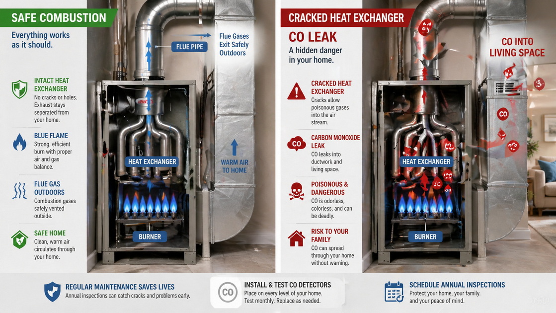Heat Exchanger Carbon Monoxide Leak Illustration